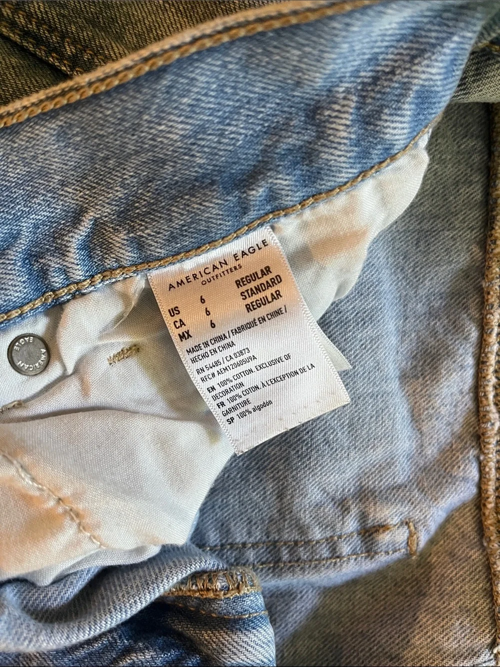 American Eagle Outfitters Light Blue Frayed Hem Denim Shorts
